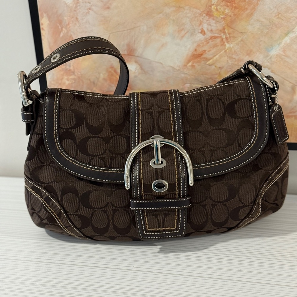 EUC Coach Soho in Chocolate Brown Jacquard 10297